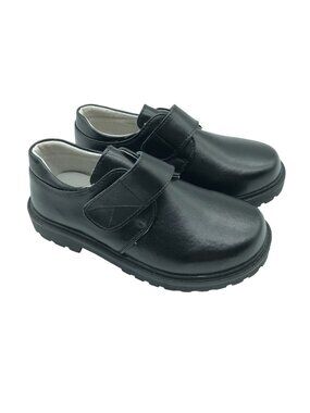 Guoxing Kids Boys Girls Loafers Hook & Loop Faux Leather Black Size 30 US 12